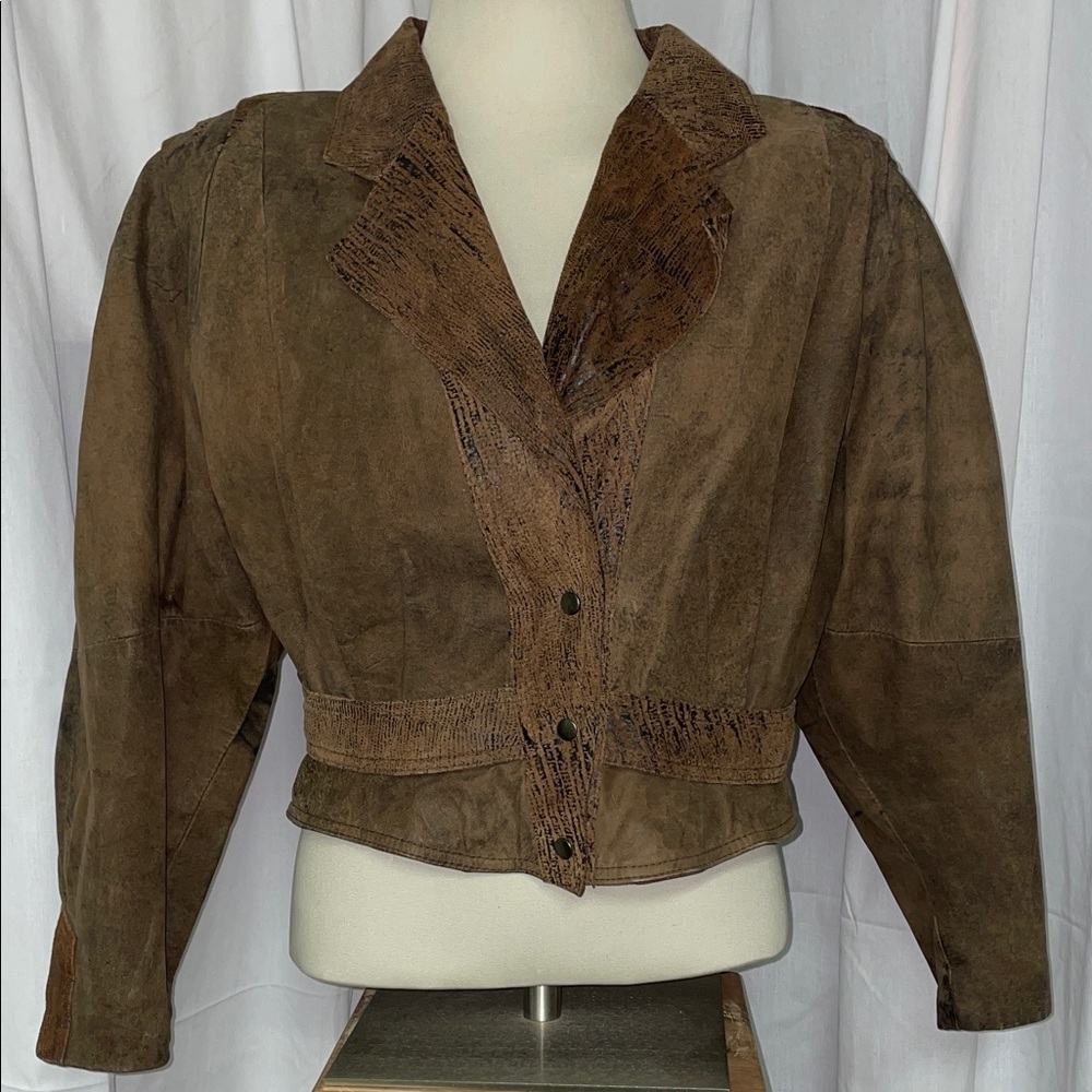 Vintage Global Identity G-III Leather Fashions Jacket. Brown. Bolero Style. Sz M
